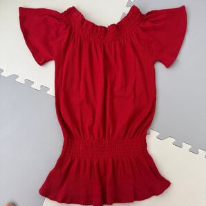 オフショルダートップス レッド moussy