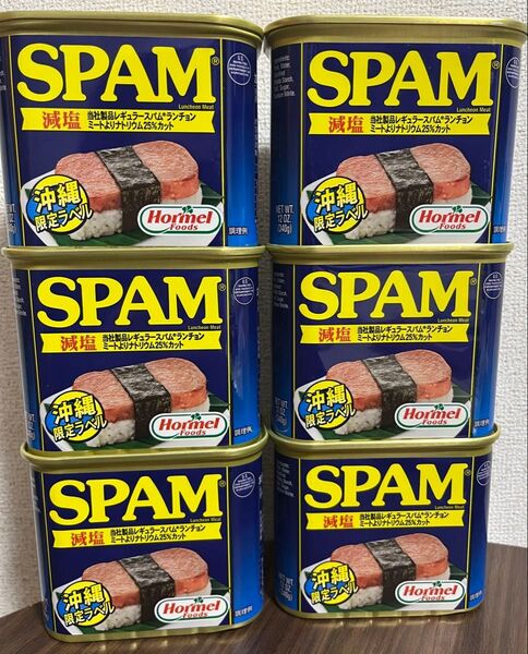 沖縄限定ラベル SPAM スパムランチョンミート 減塩 6缶セット