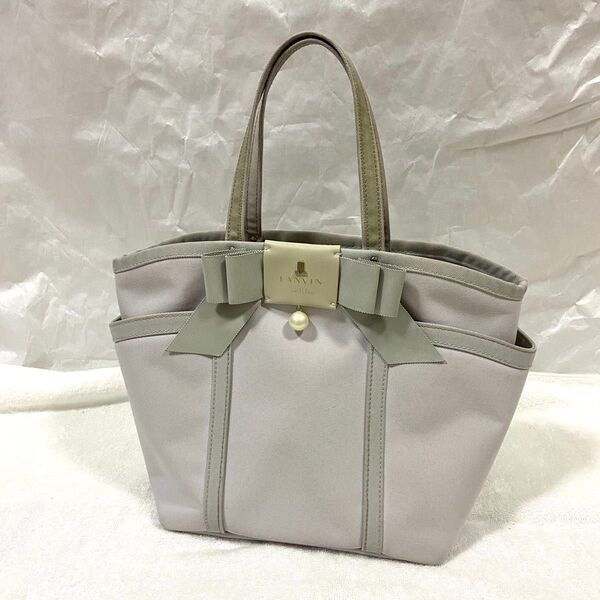 LANVIN en Bleu トートバッグ グレー リボン パール