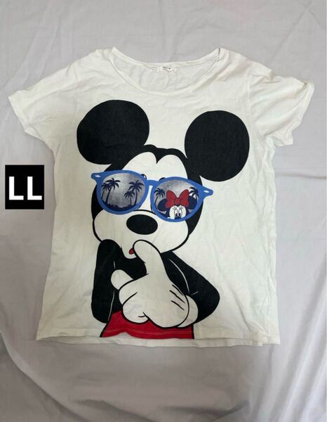 Tシャツ L L ミッキー ディズニー 白 レディース 半袖