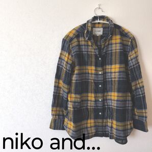 ニコアンド niko and… レディース チェック シャツ 黄色 長袖 Мサイズ
