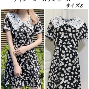 ★ティティアンドコー★titty&co.デイジーレースワンピース S 花柄 ミニスカート スリット入り 半袖