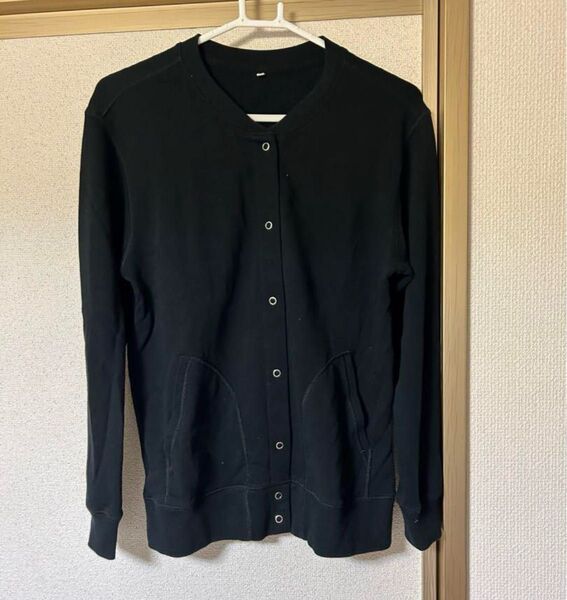 黒 カーディガン 長袖 ポケット付き カーディガン