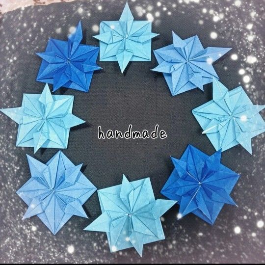 ハンドメイド 折り紙 結晶 雪の結晶 ( メッセージカード カード プレゼント おりがみ サンキューカード サンクスカード)