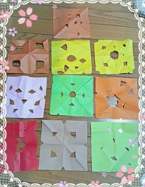 ハンドメイド 折り紙 切り絵 小学生息子作品 ( 売上は全て子供に渡ります。 ) 壁面飾り飾り おりがみ 壁掛け 施設 保育教材