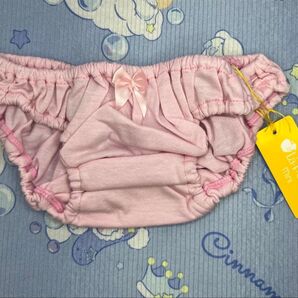 S172【La Pomme mini】ラポームミニ リボンが可愛いピンクのコットン インゴム くしゅくしゅスキャンティ M 未使用