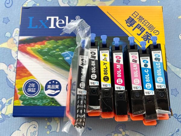LxTek EPSON用互換インクカートリッジ IC6CL80L 6色セット+黒1本 とうもろこし 訳あり品