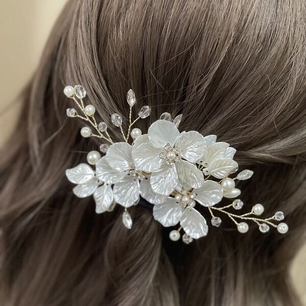 髪飾り 結婚式 ヘアアクセサリー かんざし 和装 ヘアピン ヘアアクセ 着物 ホワイト 白 ブライダル 結婚式