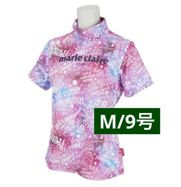 新品■6,490円【マリクレール 】レディース 半袖 タートルネック M/9号 ゴルフウェア モックネック ピンク