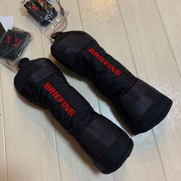 2点セット!新品■13,200円【ブリーフィング】ユーティリティ ヘッドカバー ブラック ゴルフ かっこいい BRIEFING