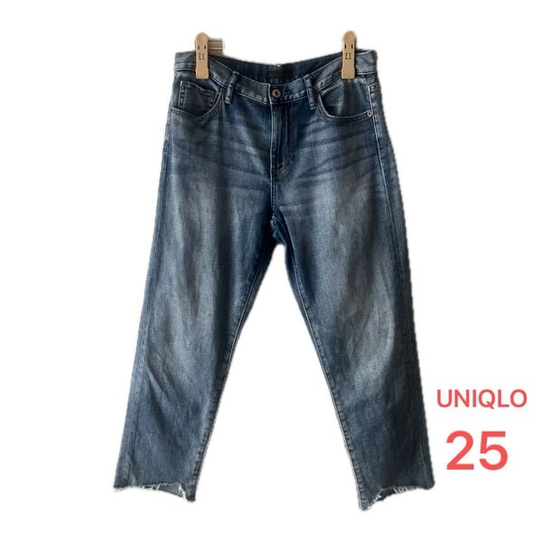 UNIQLO スリムボーイフレンドフィットアンクルジーンズ(カットオフ) レディース 25(63.5)デニム