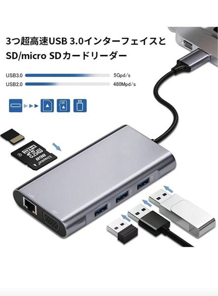 usb ハブ type-c 10 in 1 ドッキングステーション