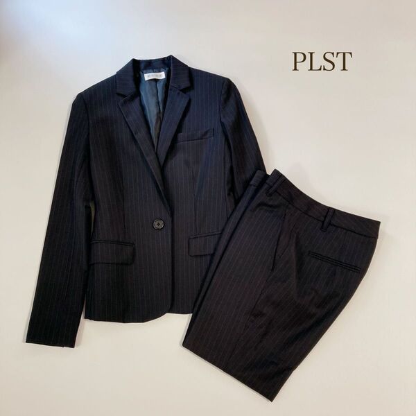 【美品】PLST セットアップ パンツスーツ ストライプ 美シルエット XS
