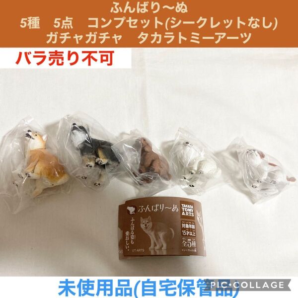 ふんばり~ぬ 5種 5点 コンプセット ガチャガチャ タカラトミーアーツ カプセルトイ フィギュア 犬 ガシャポン 動物