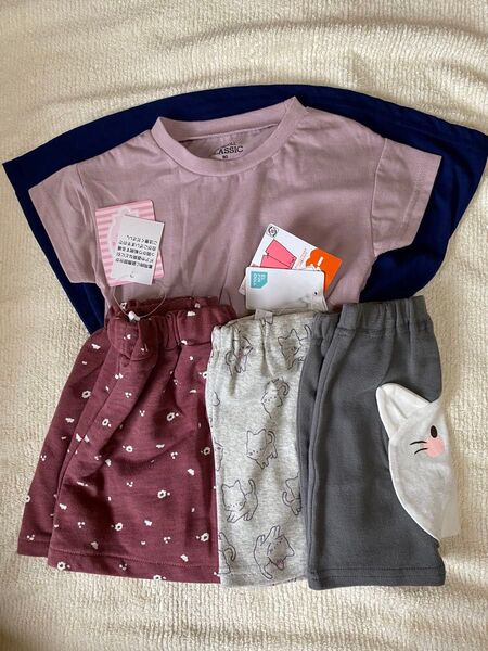 西松屋 女の子 4点セット 80サイズ 90サイズ 未使用 ワンピース ショートパンツ 一部丈スパッツ まとめ売り