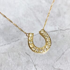 ホースシューネックレス K18 ダイヤモンド0.3ct ゴールドネックレス