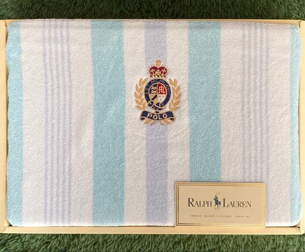 未使用 Ralph Lauren ラルフローレン タオルケット シングル 140×200 寝具 綿100% ストライプ ポロ