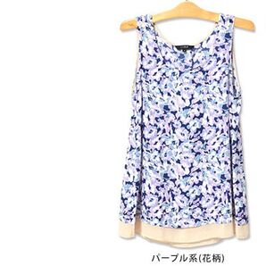 新品☆S 花柄 プリントチュニック タンクトップ ノースリーブ レディース 夏 可愛い 小さいサイズ/パープル系/4218149