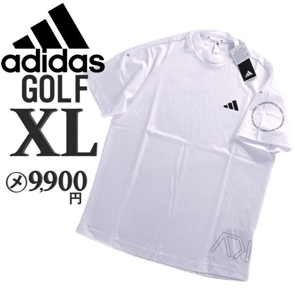 新品 白 XL アディダス ゴルフ 半袖シャツ モックネック メンズ ゴルフウェア