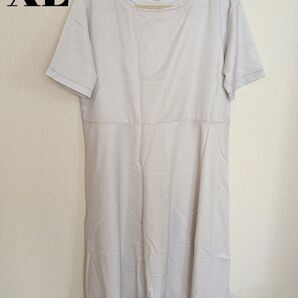 ロングワンピース 白 XL 半袖 シンプル ナチュラル 夏