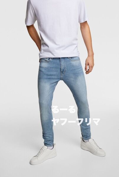使いやすい 柔らかめ 春夏 ZARA MAN ストレッチ スキニー デニム 40 31 メンズ ジーンズ ジーパン パンツ ブルー