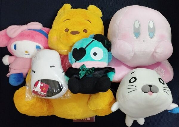 ぬいぐるみまとめ売り 6個 星のカービィ 少年アシベ くまのプーさん ハンギョドン マイメロディ スヌーピー