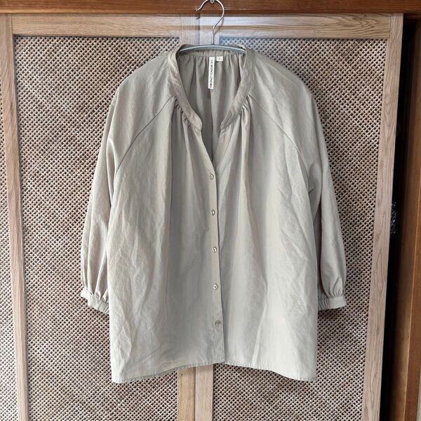【美品】HK WORKS LONDON/レディース 五分袖 トップス ブラウス ベージュ Lサイズ
