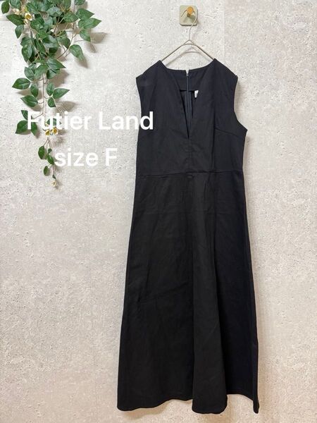 Futier Land ワンピース ジャンパースカート 黒 ノースリーブ ロング