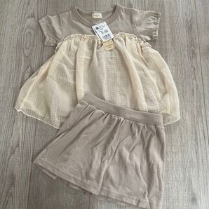 まもなく終了【タイムセール】女の子 チュニック 半袖Tシャツ セットアップ トイザらス 95