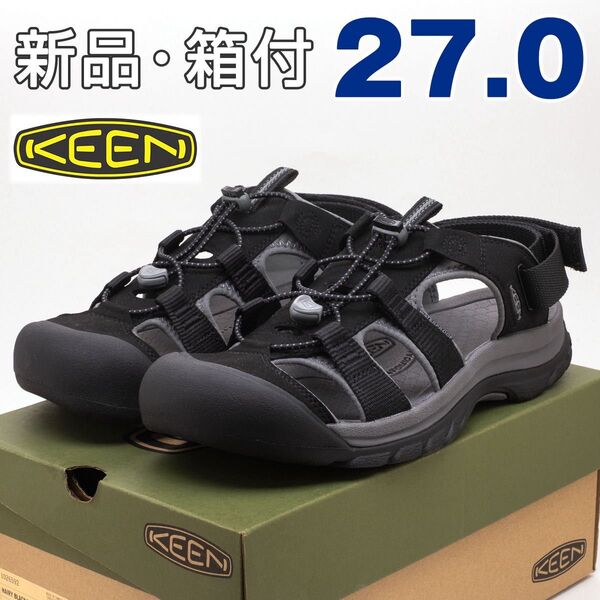 KEEN キーン メンズ ハイブリッドサンダル 27cm ブラック グレー 水陸両用 軽量 高機能 キャンプ アウトドア 男性