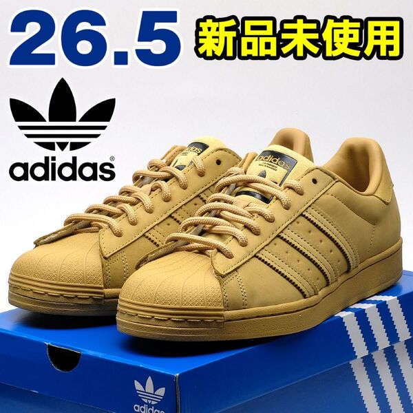 adidas アディダス スーパースター スニーカー メンズ ゴールド ベージュ 26.5cm 撥水 カジュアル シンプル 靴