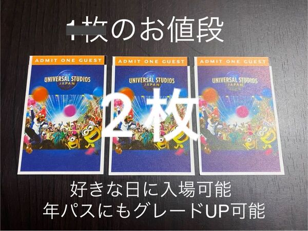 【2枚のお値段】USJ 入場券 チケット ユニバーサルスタジオジャパン パートナーパス 除外日無し 未使用 新品