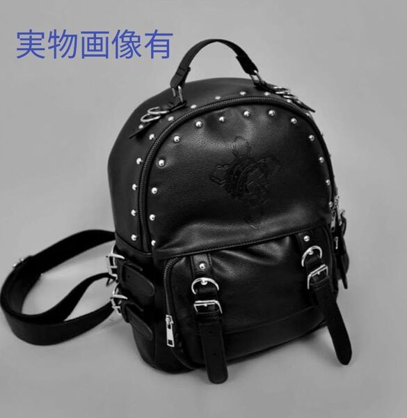 【美品】 DimMoire ディムモアール Skull刻印スタッズリュック ブラック