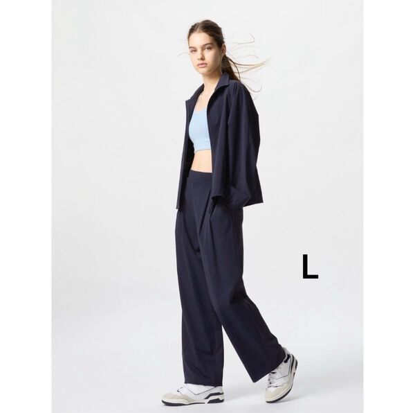 UNIQLO ユニクロ ウルトラストレッチアクティブワイドパンツ L ネイビー 紺 新品
