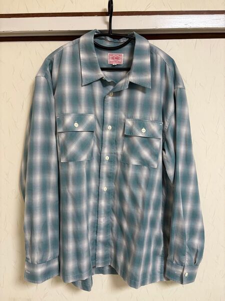 山田蓮着用風 オンブレシャツ 肩幅51㎝、着丈74㎝、身幅60㎝、袖丈61㎝ 素人が採寸したので、誤差ございます。