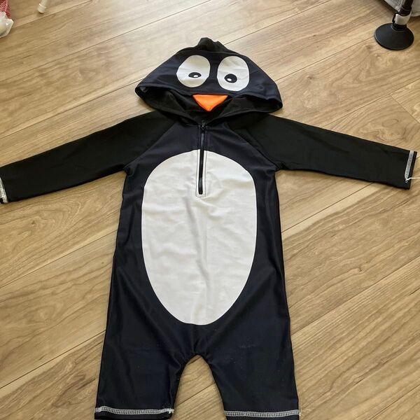 ベビー水着 ラッシュガード 長袖 ペンギン キッズ水着 90cm 100cm 110cm