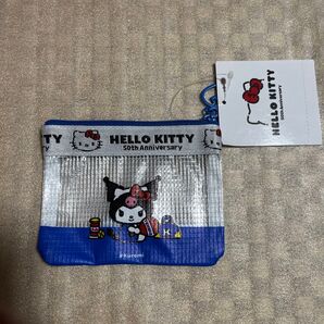 タグ付き クロミ ビニールフラットポーチHELLO みんな キティちゃん hello kitty