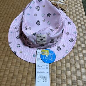 タグ付き サファリハット ディズニー 吸水速乾 ピンク ミニーマウスとフィガロ 52センチ