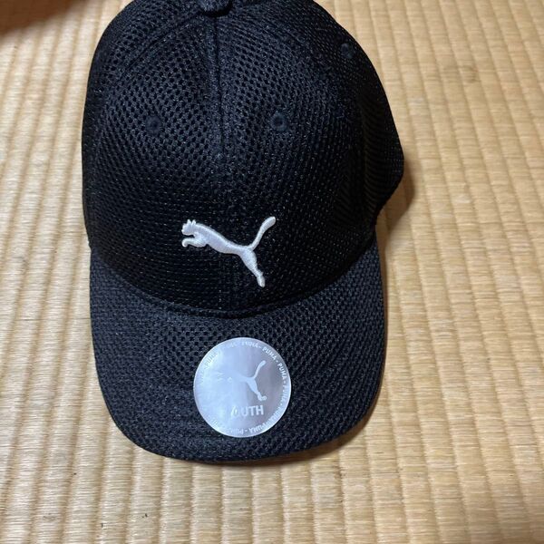 タグ付き PUMA キッズ 帽子 トレーニング キャット ロゴ キャップ 黒 51-54cm 02611901