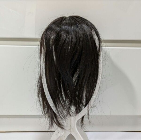私元気 部分ウィッグ 人毛 25cm BL自然黒 ヘアピース