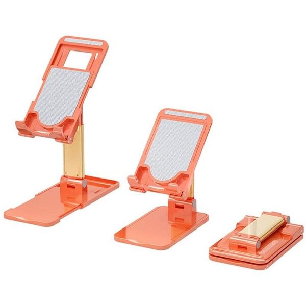 Imtykee スマホスタンド タブレットスタンド 卓上 ホルダー 高度/角度/横縦調整可能 オレンジ