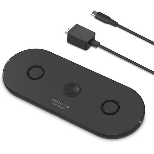 NANAMI ワイヤレス充電器 3in1 パッド型 置くだけ充電器 Apple Watch充電ケーブル収納可 Qi機種対応