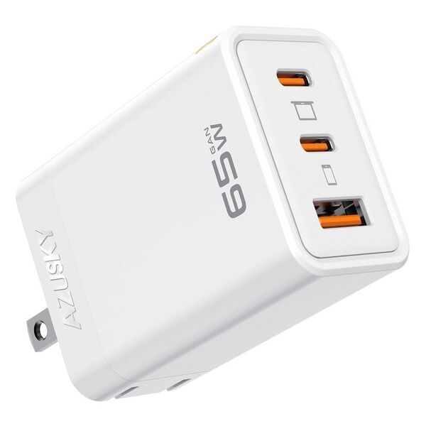 azusky PD USB充電器 65W GaN Type C 急速充電器 PD対応 窒化ガリウム 折りたたみ式 ホワイト