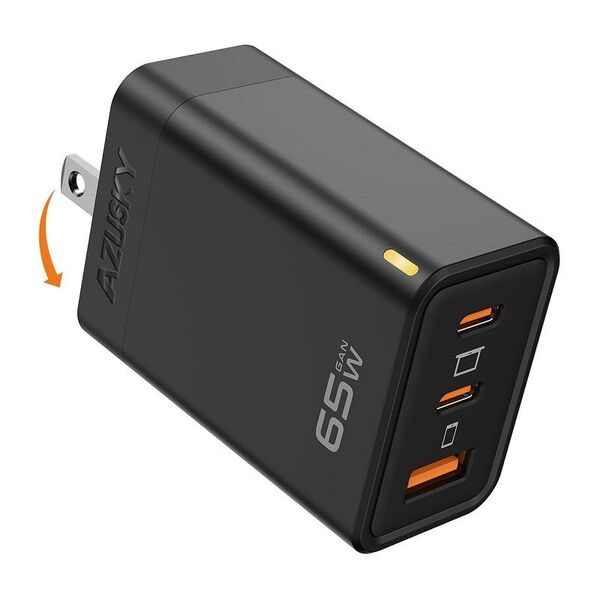 azusky PD USB充電器 65W GaN Type C 急速充電器 PD対応 窒化ガリウム 折りたたみ式 ブラック