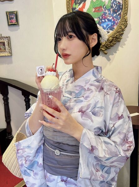 3点セット 2Way花柄セパレート浴衣 ワンピース浴衣 兵児帯 二部式 水彩花柄 ピンク グレー