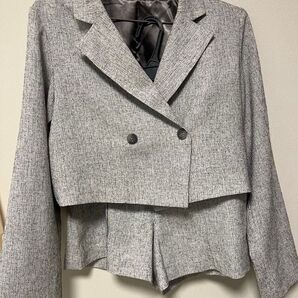 セットアップ ツイードショートジャケット ショートパンツ PAGEBOY ホワイト
