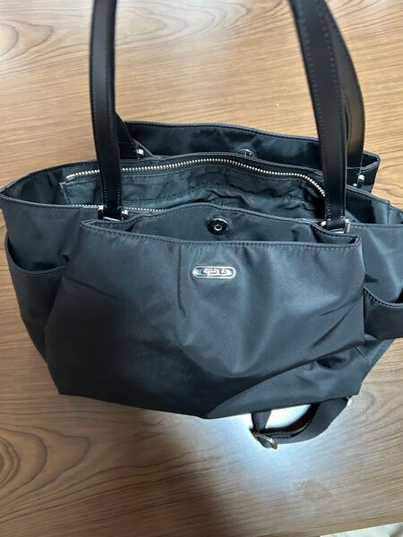 【美品】☆agns b. トートバッグ2way大容量 マザーズバック ナイロンブラック