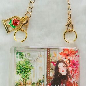 ハンドメイド レジン 液体入りシェイカーバックチャームキーホルダー チャーム付き