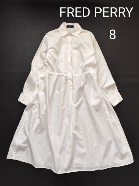 FRED PERRY フレッドペリー バックプリーツシャツドレス 8 白