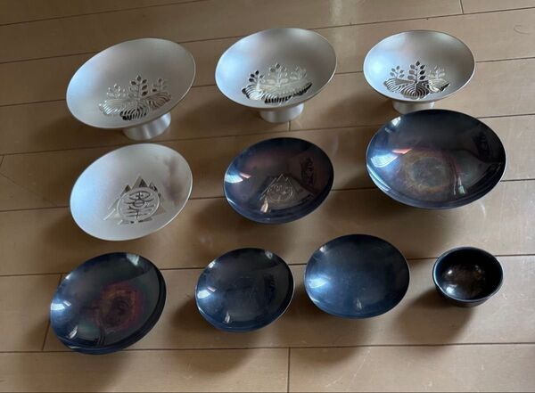 銀杯 銀盃 10客 総重量809g 純銀 刻印 SILVER1000 造幣局製 純銀和光